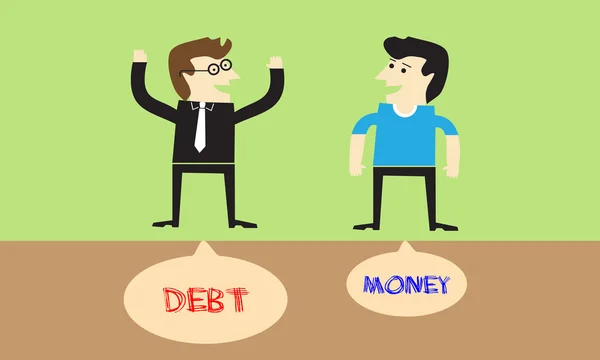 Geschäftsmann mit Schulden und Geschäftsmann mit Geld — Stockvektor