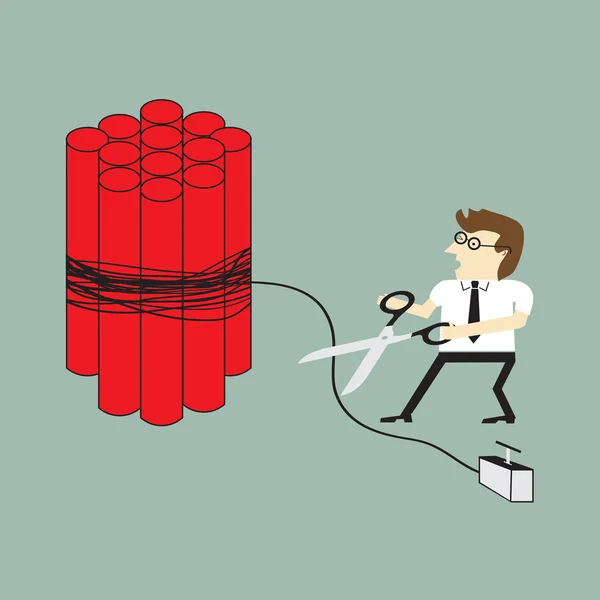 Les hommes d'affaires utilisent des ciseaux à explosion de fil — Image vectorielle