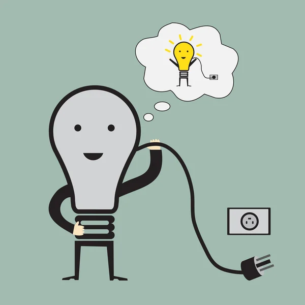 Lamp man met idee man — Stockvector