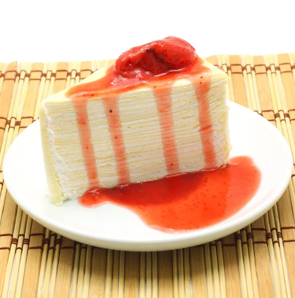 Morango de bolo de crepe — Fotografia de Stock
