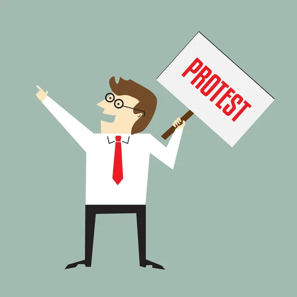 Empresario sosteniendo un cartel de protesta — Vector de stock