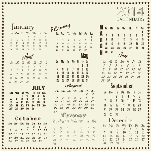 Kalender 2014, Vektorabbildung — Stockvektor