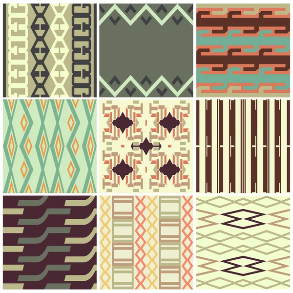 Retro different vector seamless patterns — Stock Vector