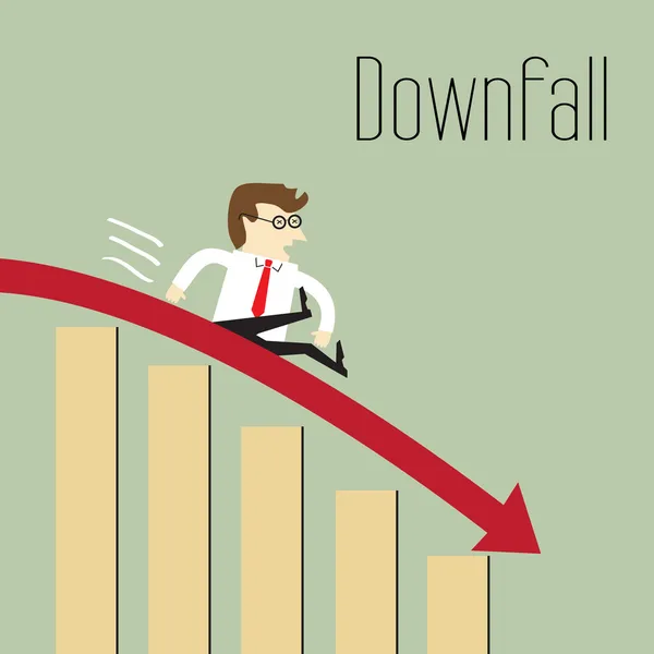 Downfall, Chart going through the floor, Business decline — Stock Vector