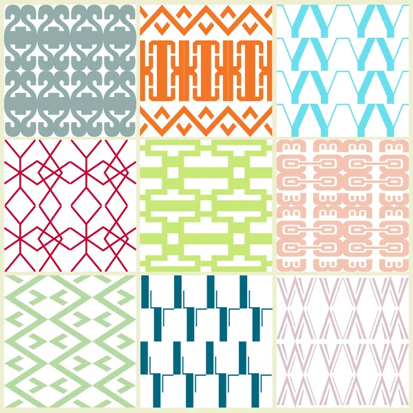 Retro different vector seamless patterns — Stock Vector