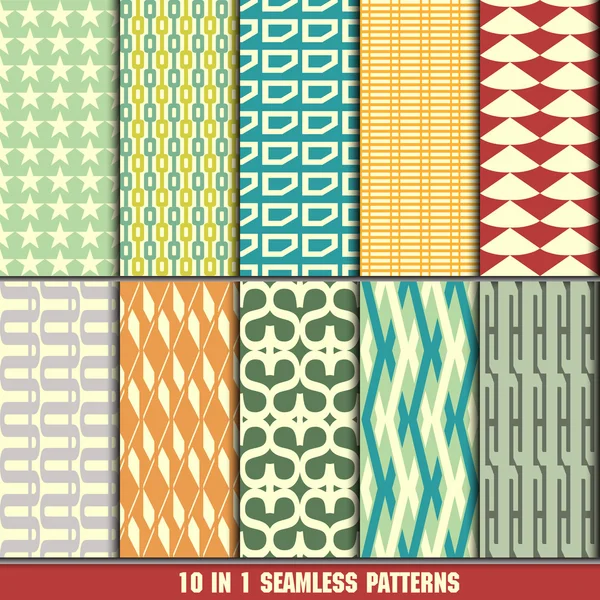 Collection of retro seamless patterns for making wallpapers — Stock Vector