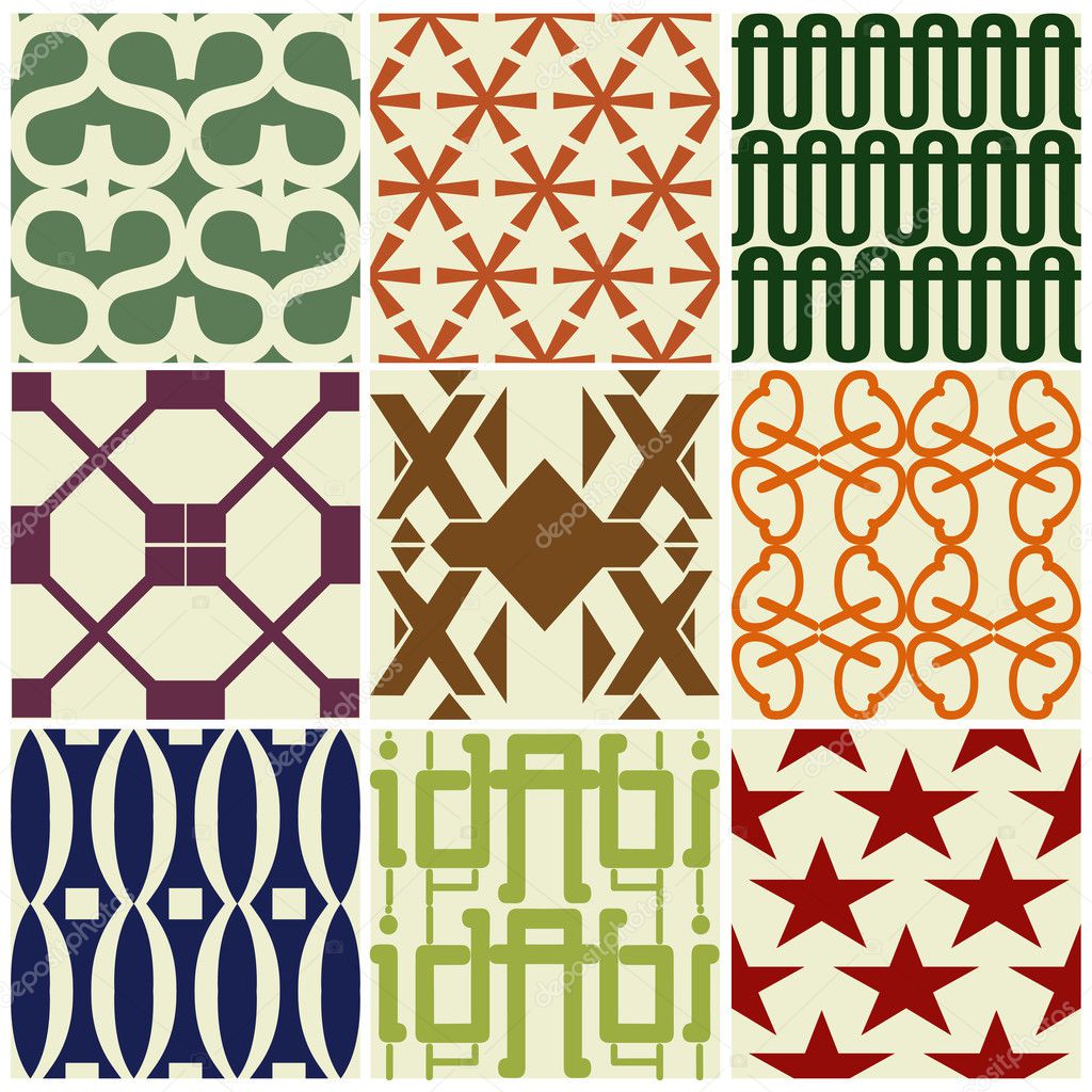 Retro different vector seamless patterns