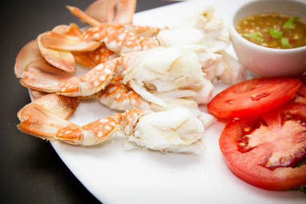 Meat of crabs legs on the plate — Stock Photo, Image