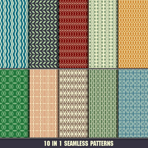 Collection of retro seamless patterns for making wallpapers — Stock Vector