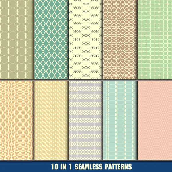 Collection of retro seamless patterns for making wallpapers — Stock Vector