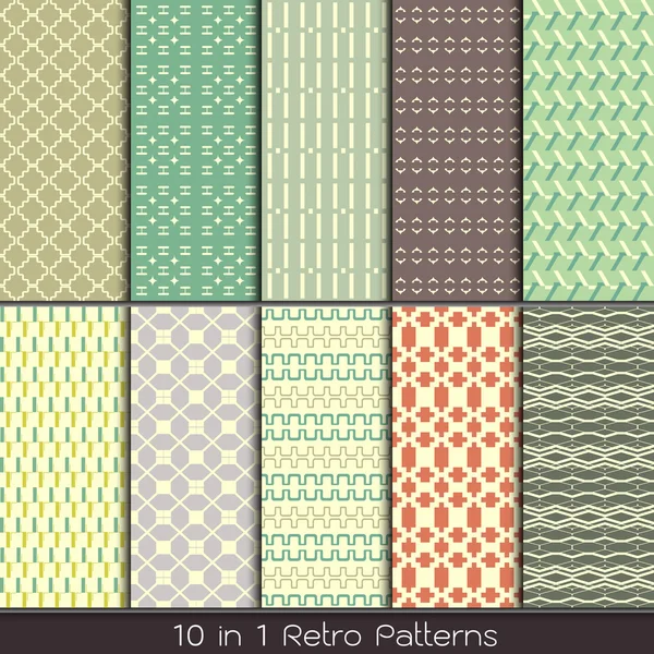 Colección de patrones de moda retro conjunto para hacer fondos de pantalla sin costuras — Vector de stock