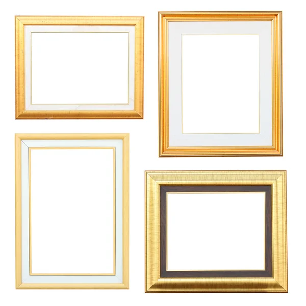 Gold and wood frame Collection on white background — Stock Photo, Image