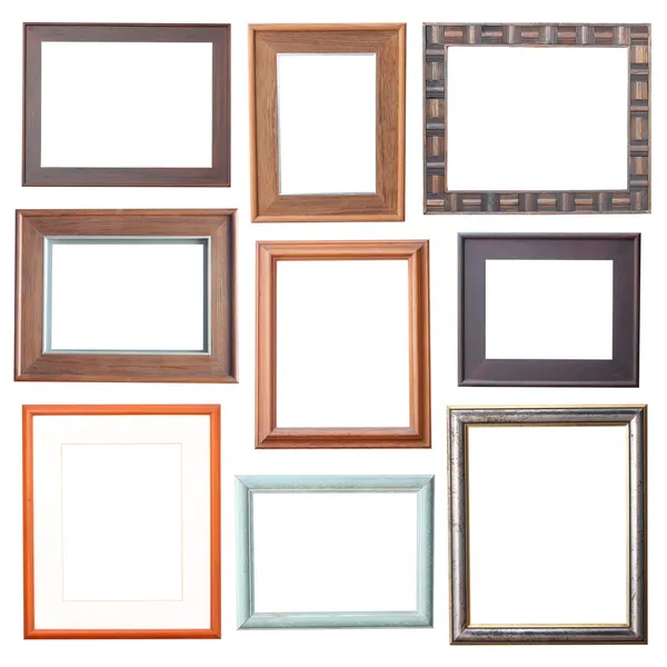 Wood frame Collection on white background — Stock Photo, Image