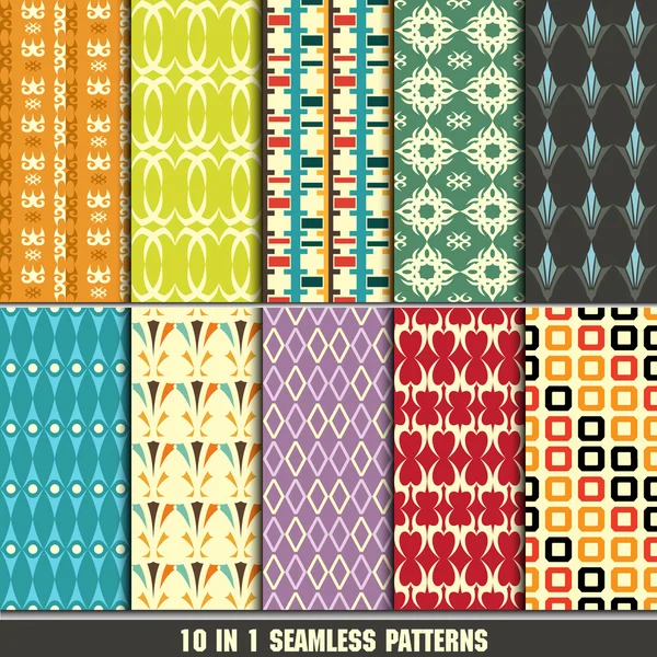Set of retro seamless pattern for making wallpaper — Stock Vector