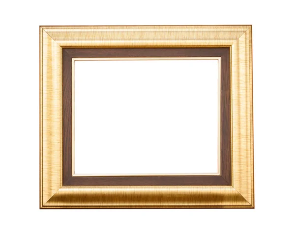 Goldener Holzrahmen auf weißem Hintergrund — Stockfoto