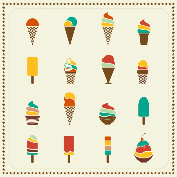 Иконы старинного ретро-мороженого — стоковый вектор
