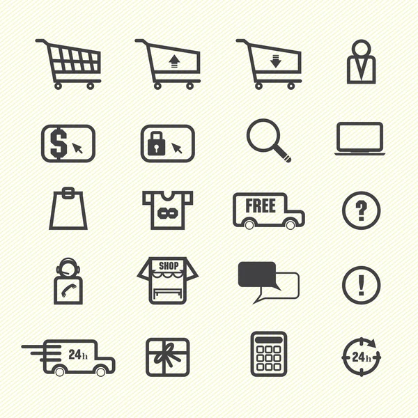 Shopping icônes en ligne — Image vectorielle