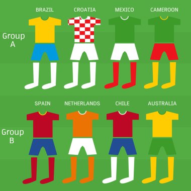 futbol oyuncuları tek tip, vektör çizim