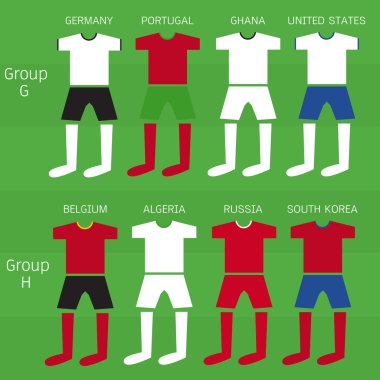 futbol oyuncuları tek tip, vektör çizim