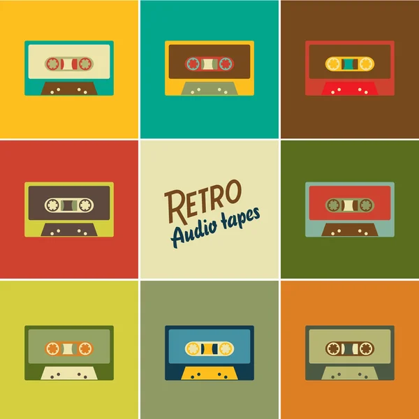 Cintas de audio retro, ilustración vectorial — Archivo Imágenes Vectoriales