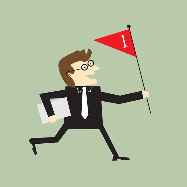 Businessman holding red flag — Stock Vector