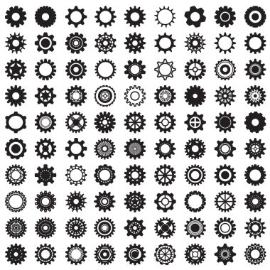 Collection of gear wheels isolated on white background clipart