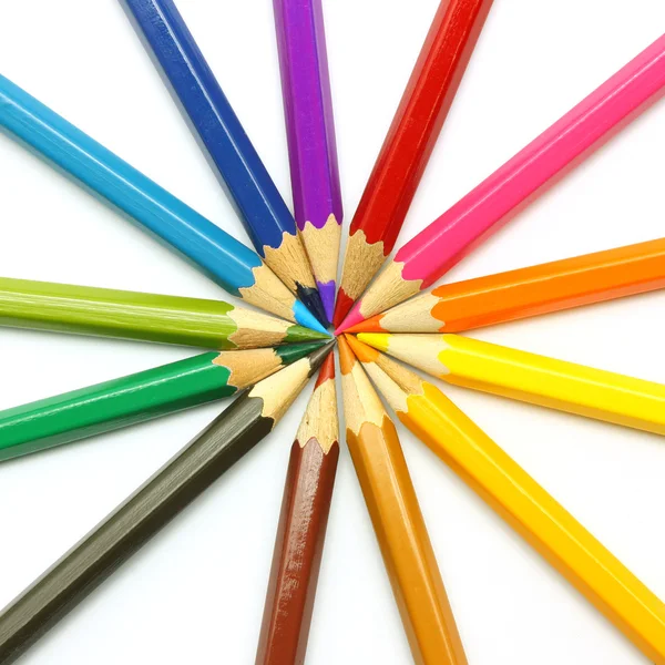 Colored pencils isolated on white background — Stock Photo, Image