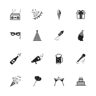 parti simgeler ve kutlama simgeler. vektör çizim