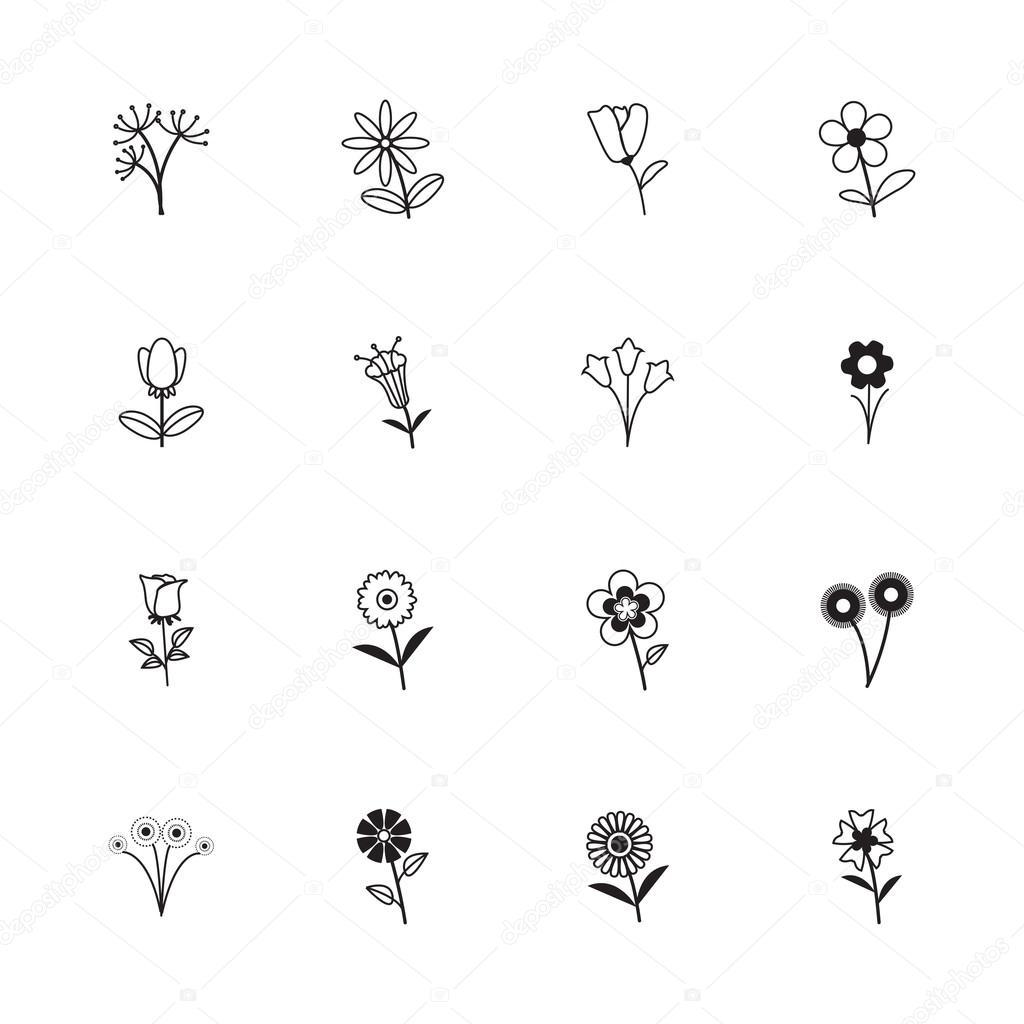 Flower icons. Vector illustration