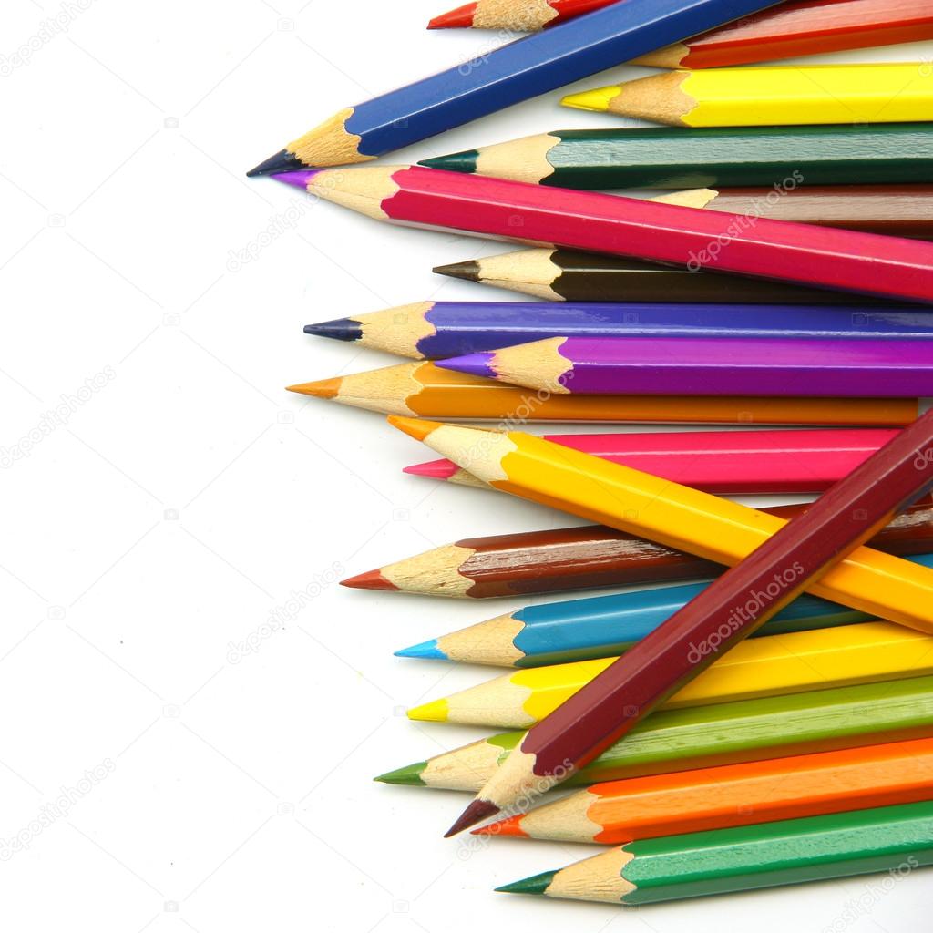 Colored pencils isolated on white background