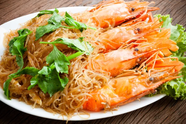 Räkor spån. thailändsk mat — Stockfoto