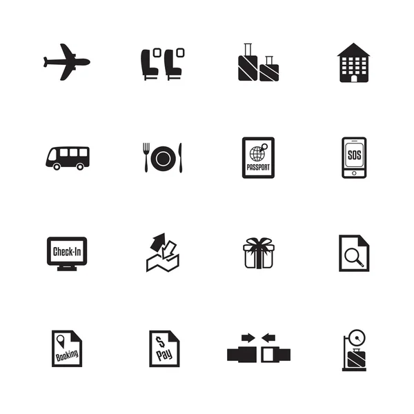 Iconos del aeropuerto. Iconos de aerolínea. ilustración vectorial — Vector de stock