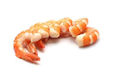 Beyaz arkaplanda karides izole edildi