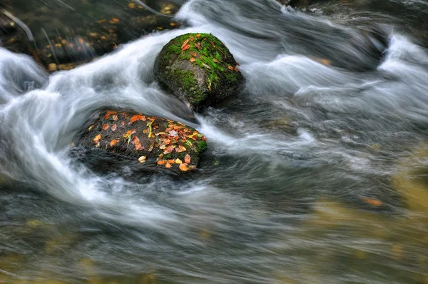 Autumn river with stones Royalty Free Stock Images