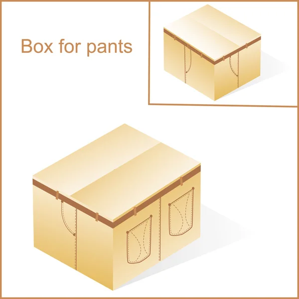 बॉक्स, जीन्स या पैंट पैकिंग के लिए कार्डबोर्ड, डेनिम लाइनों शैली के साथ — स्टॉक फ़ोटो, इमेज