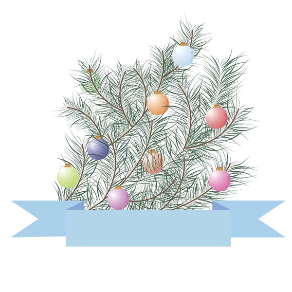 Christmas tree játékok és szalag — Stock Fotó
