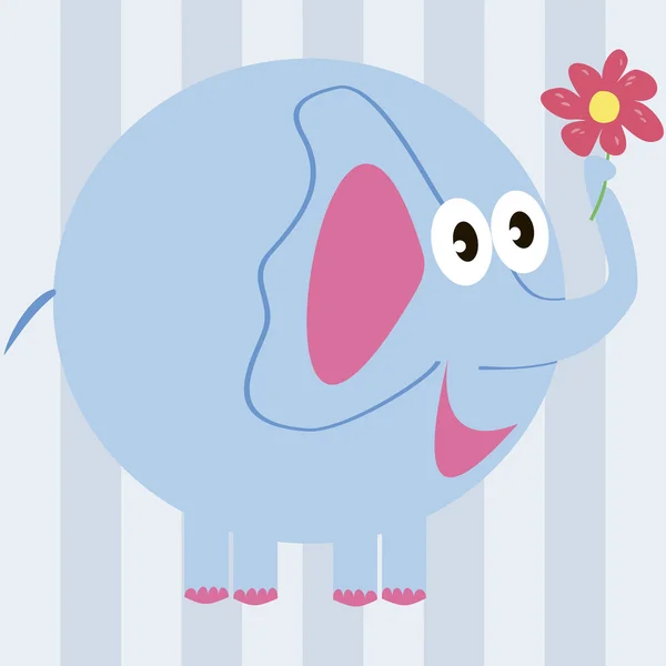 Cartoon elephant with a flower — Stock Photo, Image