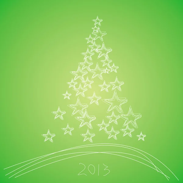 Christmas tree 2013 with stars on a green background — Stock Photo, Image
