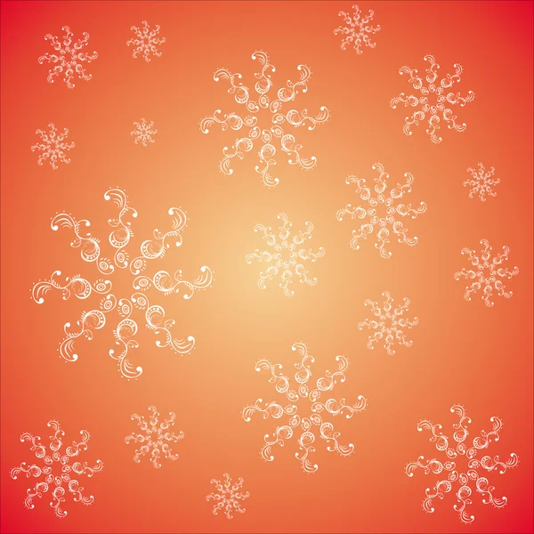 Seamless pattern with snowflakes on a red backgraund — Stock Photo, Image