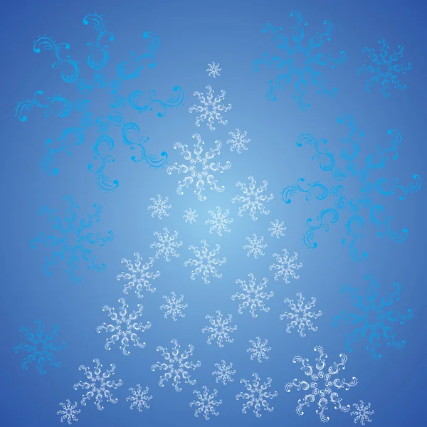 Στολίδια χριστουγεννιάτικο δέντρο με νιφάδες χιονιού σε ένα μπλε πίσω — Φωτογραφία Αρχείου