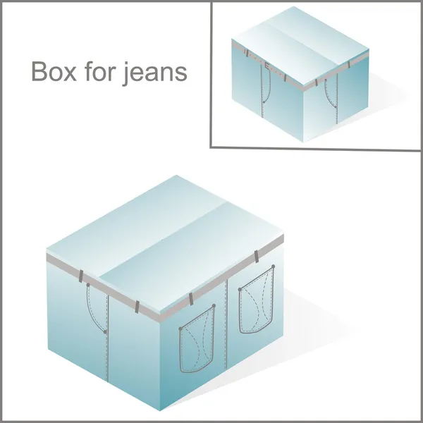 Box, cardboard for jeans or pants packing, with denim lines sty — Stock Vector