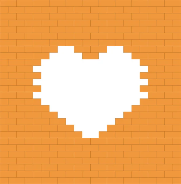 Heart on brown brick wall - Valentine — Stock Photo, Image