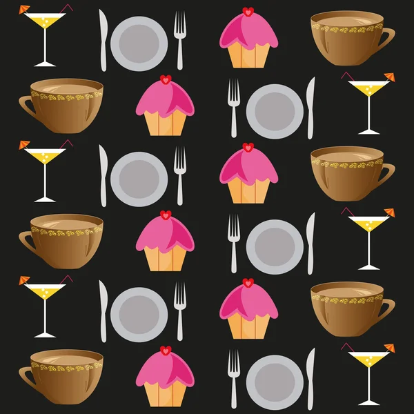 Background set of drinks and food on a black — Stock Photo, Image