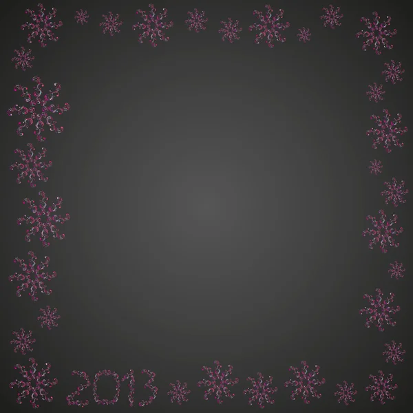 Cornice natalizia con fiocchi di neve in colori brillanti su uno schienale nero — Foto Stock