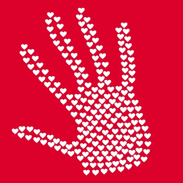 Hjärtat i form av händer, rött och vitt — Stockfoto