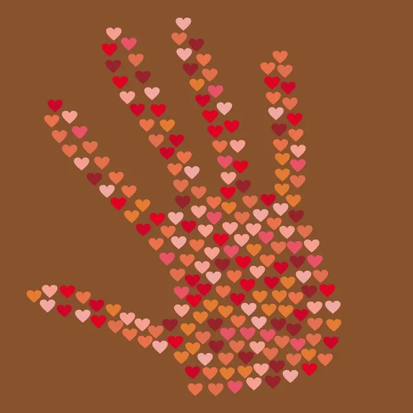 Hjärtat i form av händer, röd och brun — Stockfoto