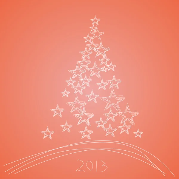 Рождественская елка 2013 со звездами на светло-красном фоне, Нью-Е — стоковое фото