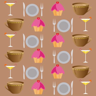 arka plan üzerinde kahverengi bir içki ve yemek ayarla