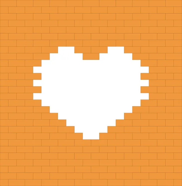 Corazón en la pared de ladrillo marrón - Valentine — Vector de stock