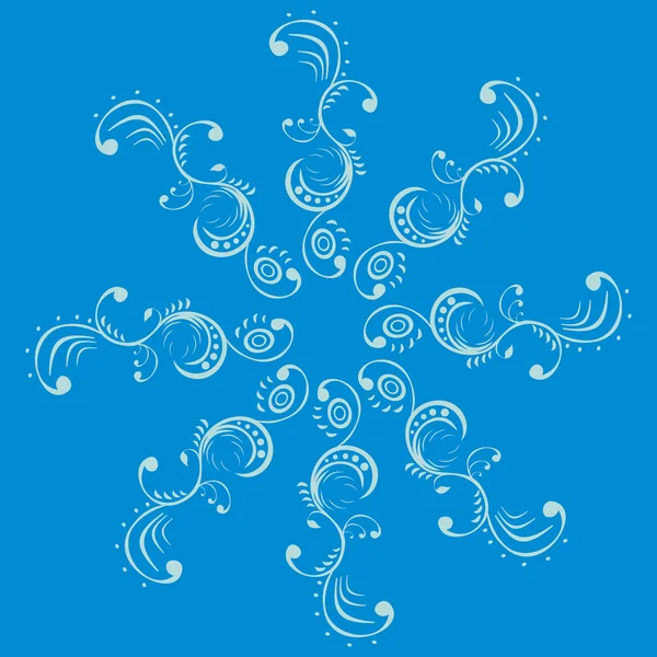 Christmas snowflake in light blue on a dark blue backdrop — Stock Vector